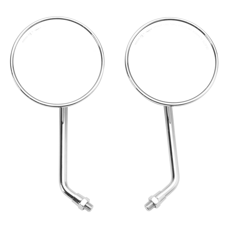 PAIR CHROME 4" ROUND MIRROR 10MM REARVIEW MIRRORS CLASSIC OLD SCHOOL STYLE