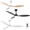 Remote Quiet 6 Speeds Black White Modern 52" Pendant Ceiling Fan with Light