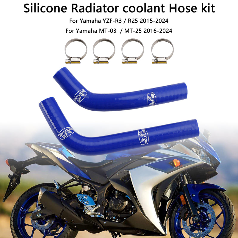 Silicone Radiator coolant Hose For Yamaha MT-03 MT-25 YZF R3 R25 2015-2024