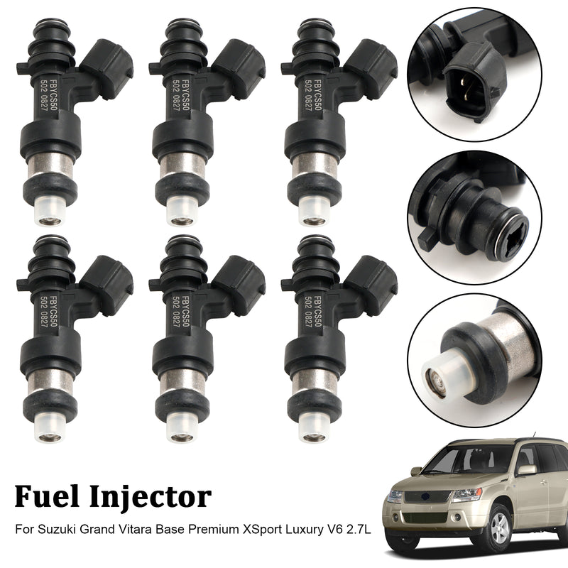 6PCS Fuel Injector 15710-66J00 Fit Suzuki Grand Vitara Base V6 2.7L FBYCS50