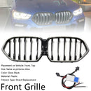 Black Front Bumper Grille Grill Fit BMW X6 G06 M50i 2020-2022 W/Camera Hole