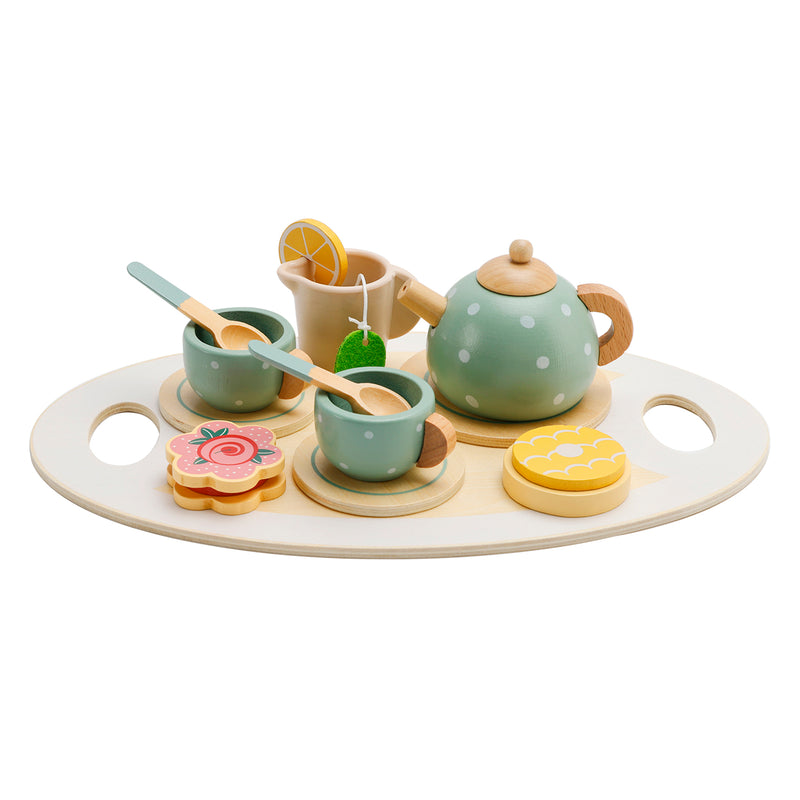 15Pcs Western Kitchen Wooden Tea Sets Play Kitchen Dishes/Tea Toy Set For Kid