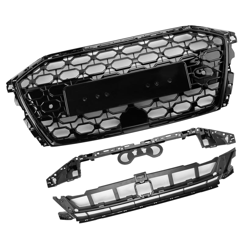 RS3 Style Honeycomb Front Grille Grill Fit Audi A3 S3 2020-2024 Gloss Black