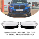 2pcs Headlight Lens Shell Cover Clear For BMW X3 X4 G08 LCI 2022-2024