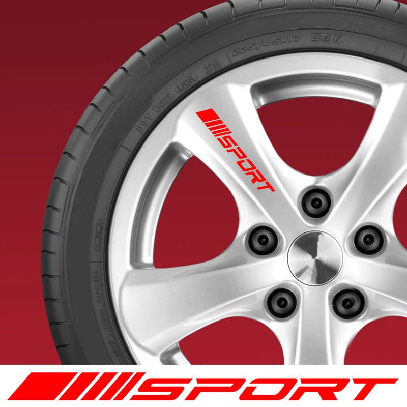 4Pcs SPORT Style Car Rims Wheel Hub Racing Sticker Graphic Decal Strip Red