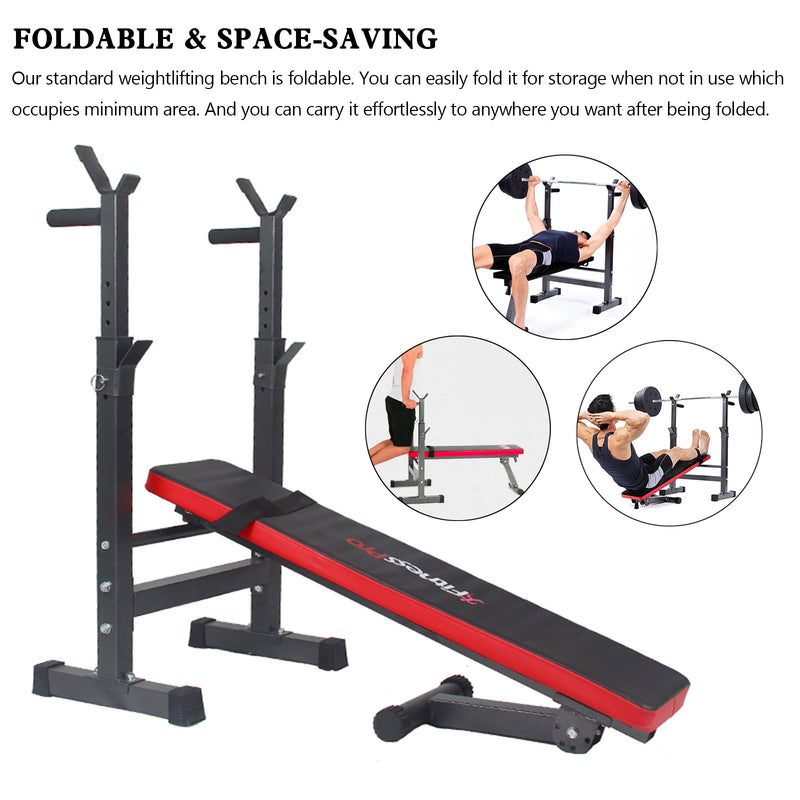 Adjustable Weight Bench Folding Bench Press w/Barbell Rack Pec workout