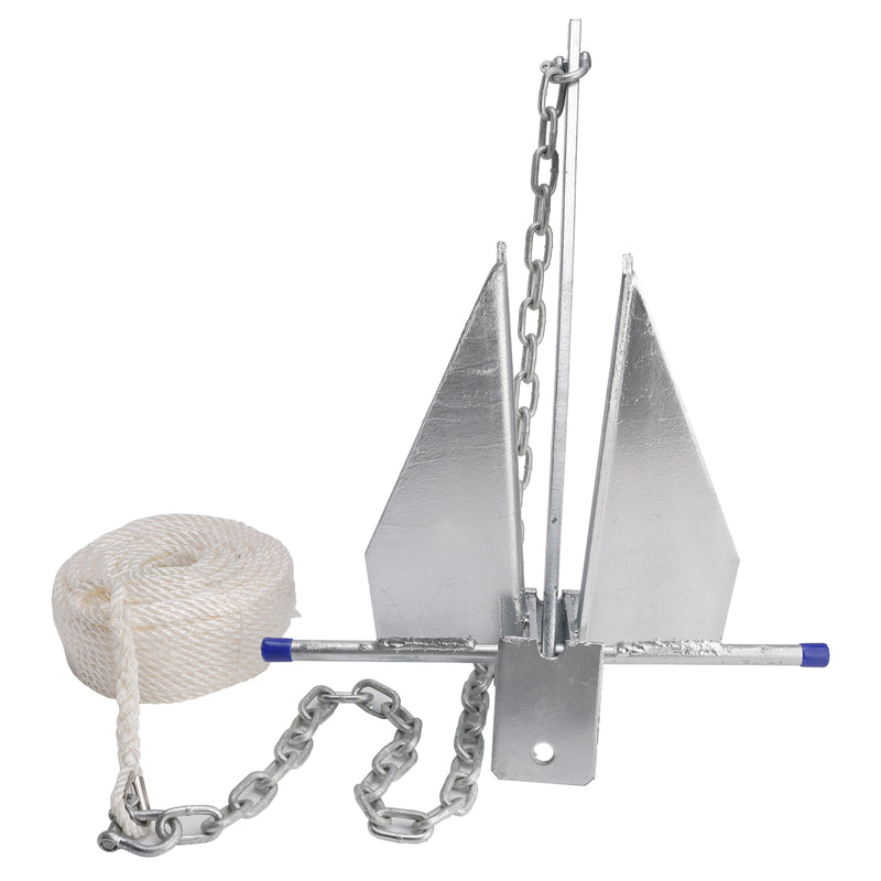 Kit Galvanized Boat Anchor 13Lbs Sliding Anchor & Chain & Rope Silver For Boat