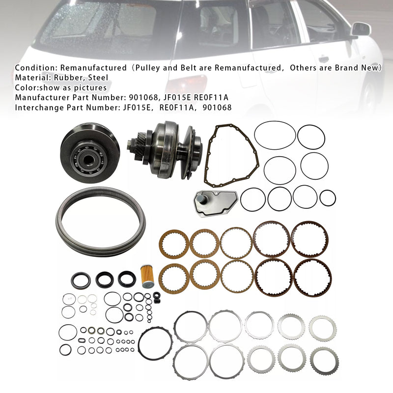 Transmission Master Rebuild Kit & Pulley W/ Belt JF015E RE0F11A 29T For SUZUKI