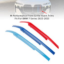 Tri-Color ABS Front Kidney Grille Insert Trims Clip For BMW 7 Series 2023-2025