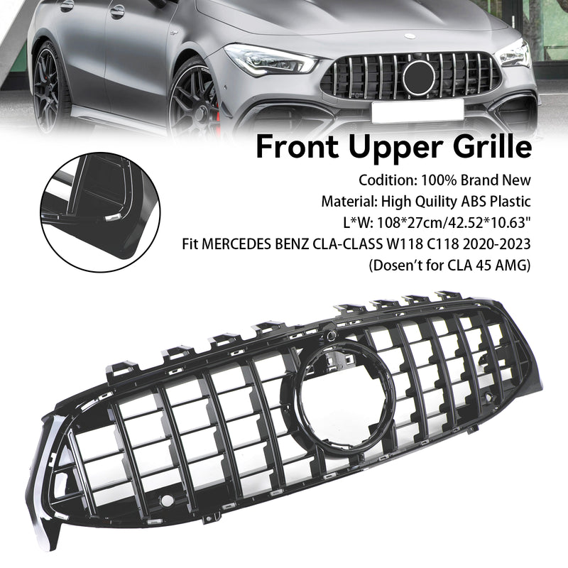 Black Front Bumper Grille Grill Fit Mercedes CLA Class W118 C118 2020-2024 GTR