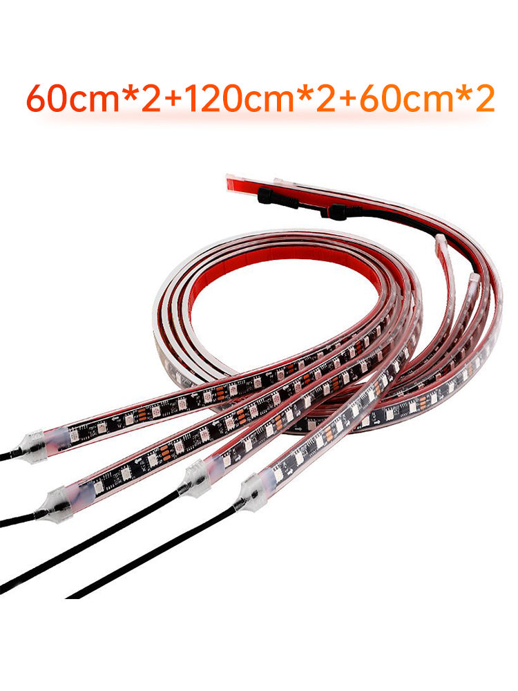 6Pcs LED Chassis Light Modified With Fantasy Ambient Light APP Controller 60cm*2+120cm*2+60cm*2