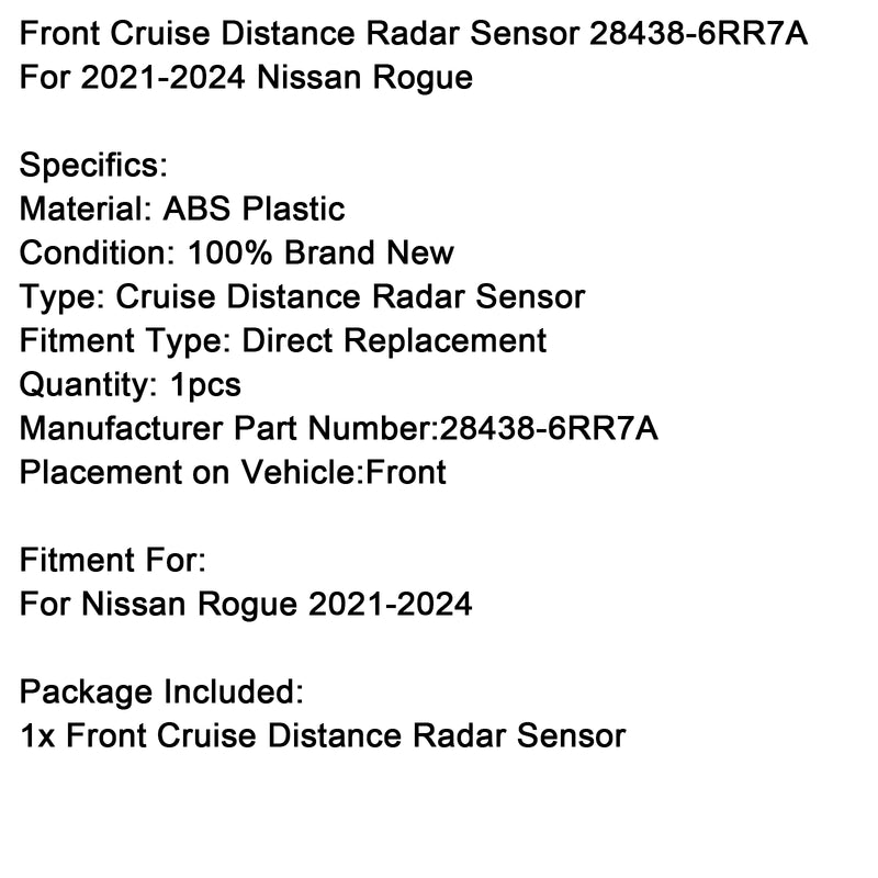 Front Cruise Distance Radar Sensor 28438-6RR7A For 2021-2024 Nissan Rogue