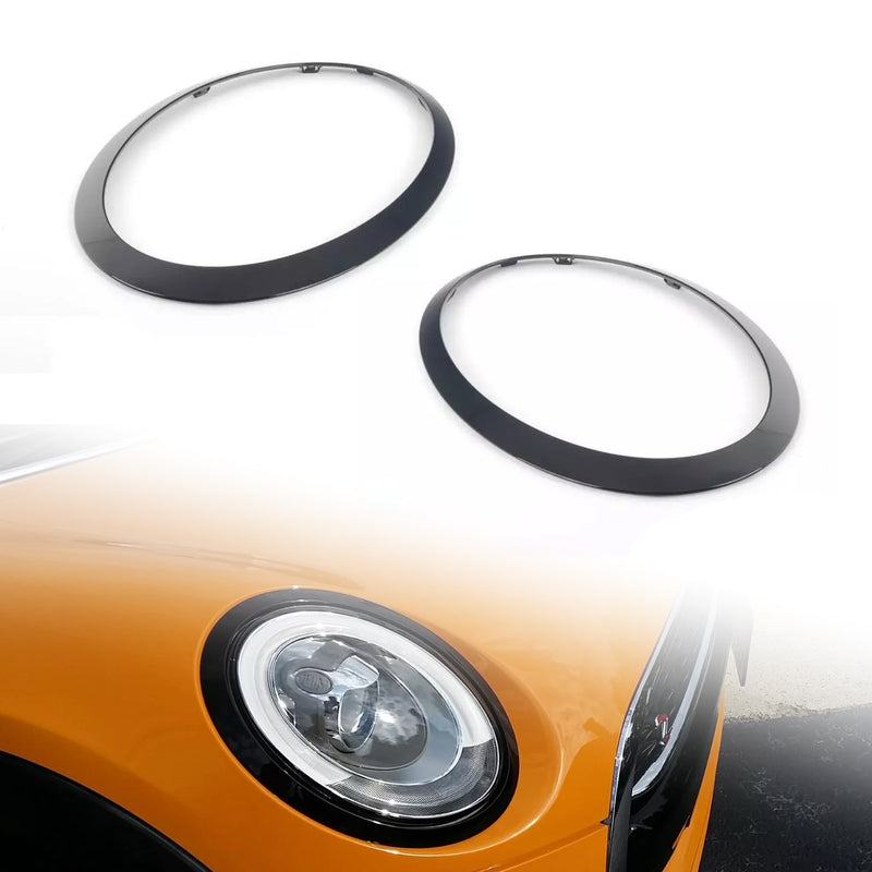 2PCS Gloss Black Headlight Bezel Trim Ring For Mini Cooper F55 F56 F57 14-21