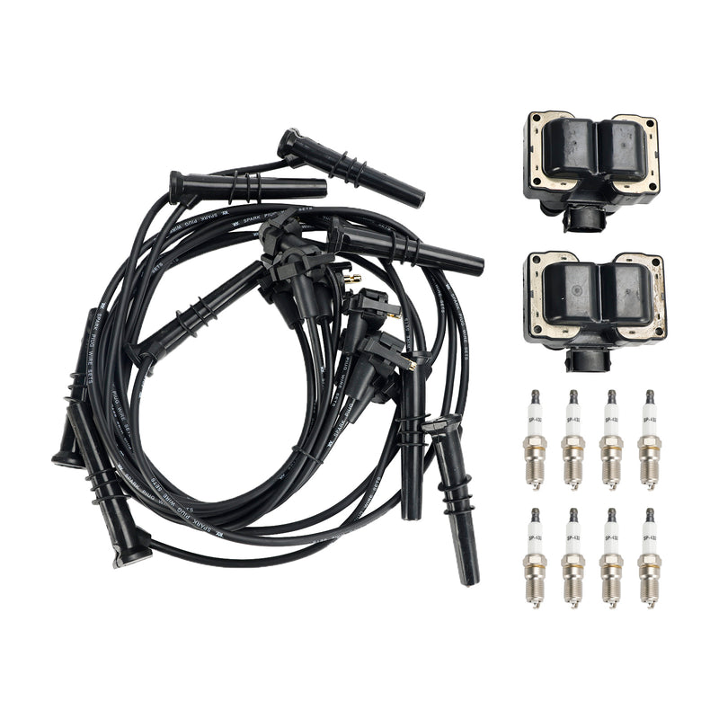 1997-1999 Ford E-150 Econoline Expedition F-250 V8 4.6L 2 Ignition Coil Pack 8 Spark Plugs and Wire Set FD487 SP432