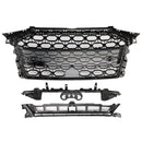 RS3 Style Honeycomb Front Grille Grill Fit Audi A3 S3 2020-2024 Gloss Black