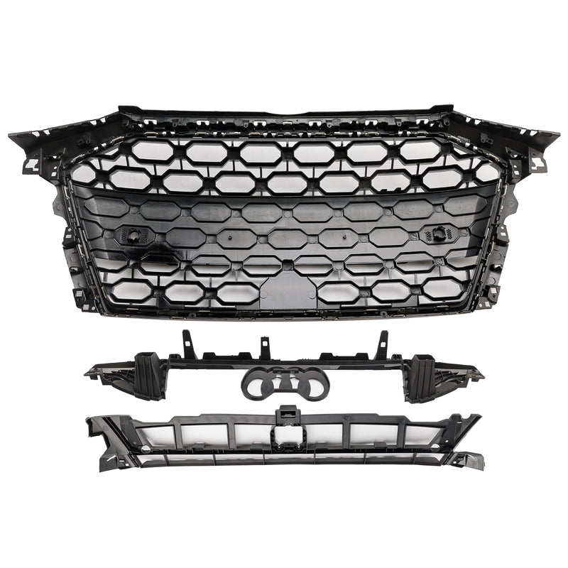 RS3 Style Honeycomb Front Grille Grill Fit Audi A3 S3 2020-2024 Gloss Black