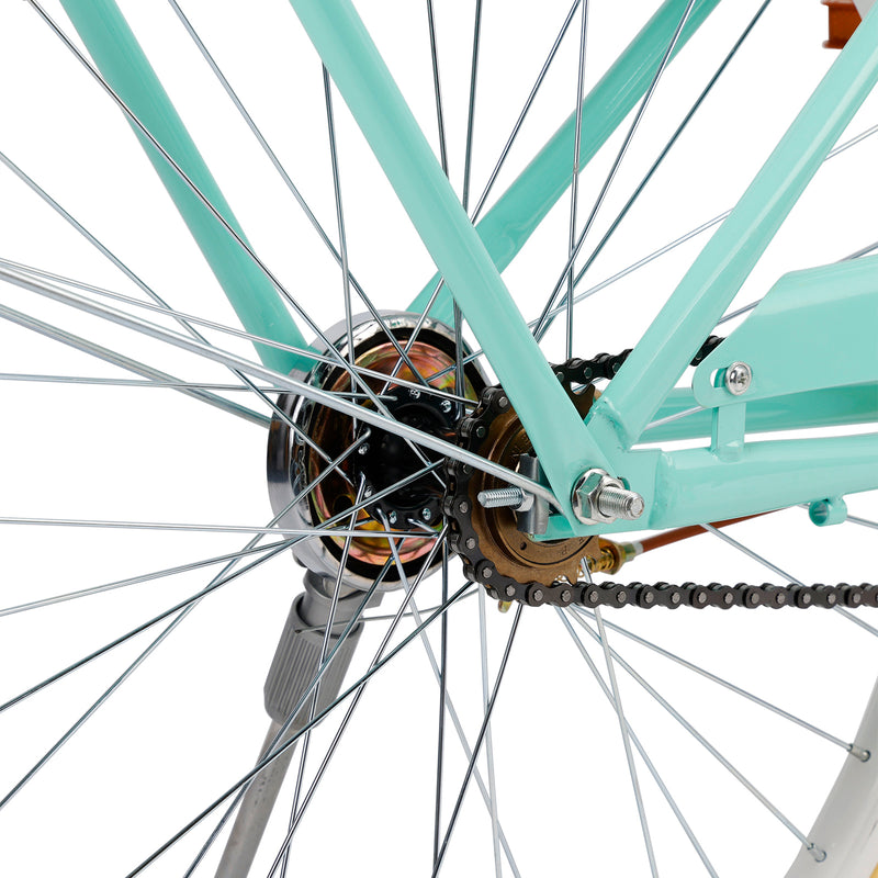 24 inch Women City Bicycle Beach Cruiser Bike with Basket & Rack Green