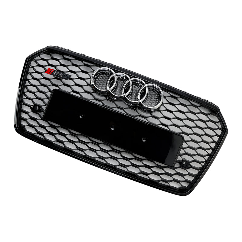 RS7 Style Honeycomb Front Bumper Grille Grill Fit Audi A7 C7 S7 2016-2018 Black