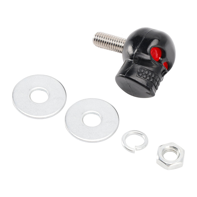 4x Custom SKULL License Plate Bolt Screw Black Plastic Motorcycle Chopper Bobber