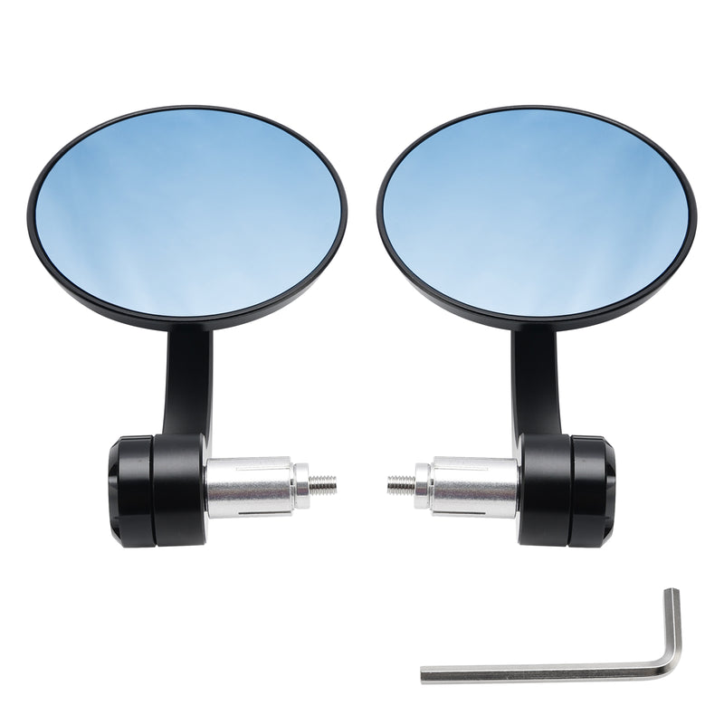 Pair Motorcycle Round 7/8" CNC Bar End Rearview Side Mirrors Bobber Cafe Racer