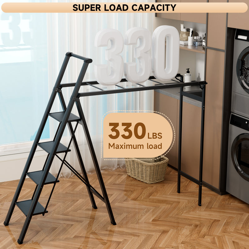 Foldable Drying Rack with Non-slip 4 Step Ladder 330lb Clothing Shoes Drying