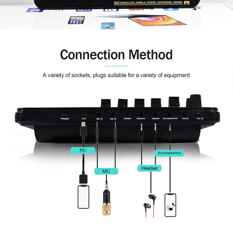 V10 Sound Card Live Sound Card Mobile Phone Karaoke Computer Live Broadcast Tik Tok Equipment