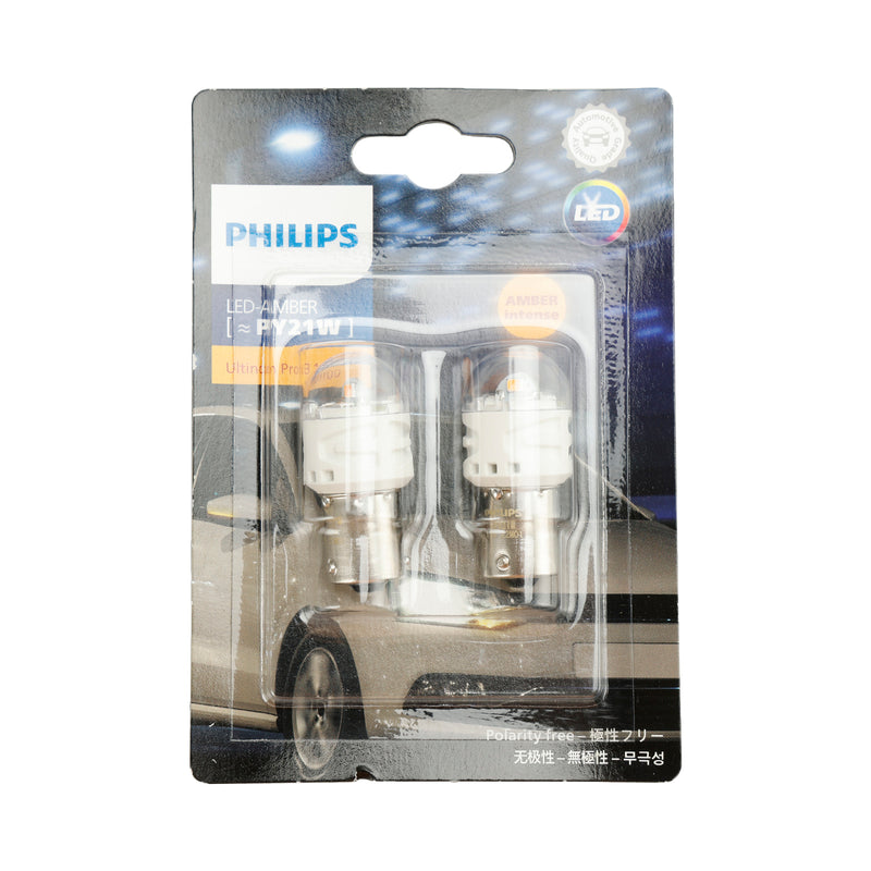 For Philips 11496AU31B2 Ultinon Pro3100 LED-AMBER PY21W BAU15s 12V