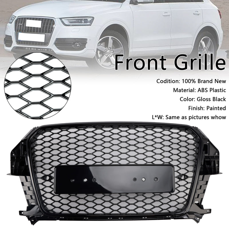 RSQ3 Style Front Honeycomb Mesh Grille Fit Audi Q3 2011-2015 Gloss Black