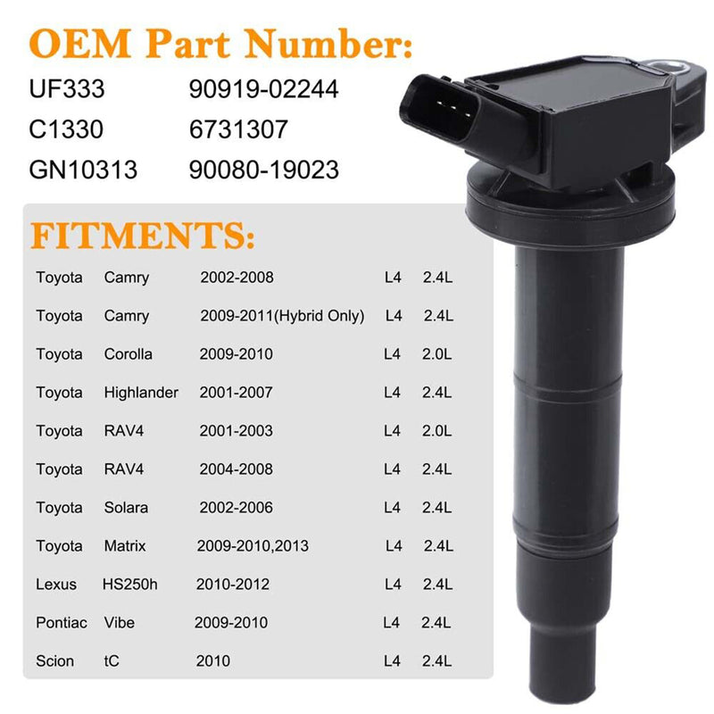 2001-2003 Toyota RAV4 L4 2.0L 4x Ignition Coil+Spark Plug UF333 UF494