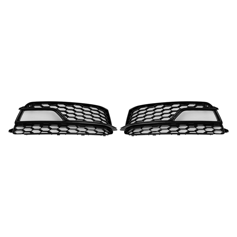 2PCS Front Fog Lamp Black Grille Grill Fit AUDI A5 S-Line S5 2013-2016