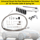 Universal Street Hot Rod Aluminum Gas Pedal 24" SS Throttle Cable & Spring Set