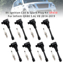 2011-2013 Infiniti QX56 V8 5.6L Driver Side 8X Ignition Coil & Spark Plug Kit UF650