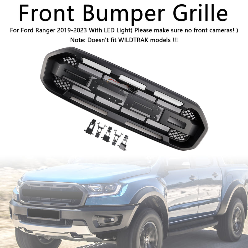 Raptor Style Front Bumper Grill Grille Fit Ford Ranger 2019-2023 Black