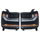2016-2019 For Chevy Silverado 1500 Left+Right LED Headlight Gloss Black 84357696 84893098