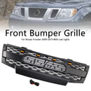 Black Front Bumper Grill Grille Fit Nissan Frontier 2009-2019 W/Led Lights