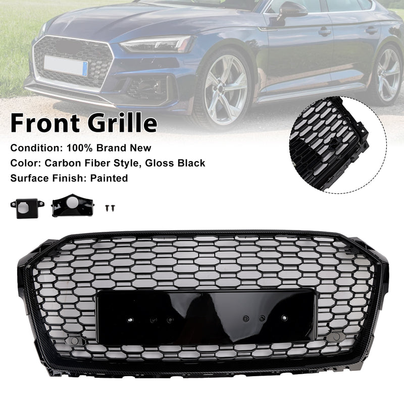 RS5 Style Sport Front Honeycomb Grill Grille Fit Audi A5 S5 B9 2017-2019