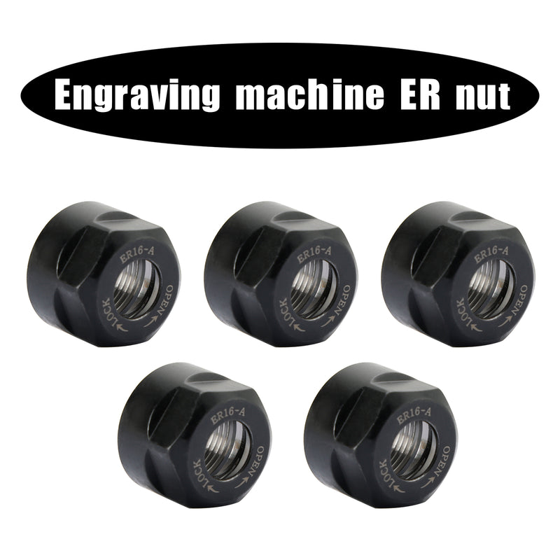 5Pcs ER16-A Type Collet Clamping Nut For ER CNC Milling Chuck Holder Lathe Black