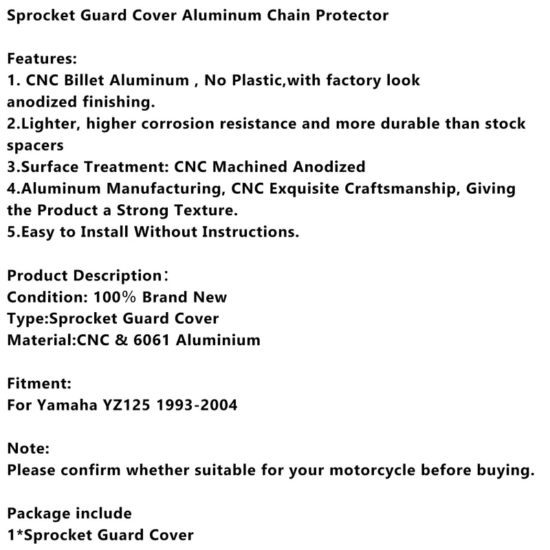 Sprocket Guard Cover Aluminum Chain Protector For Yamaha YZ125 1993-2004 Red