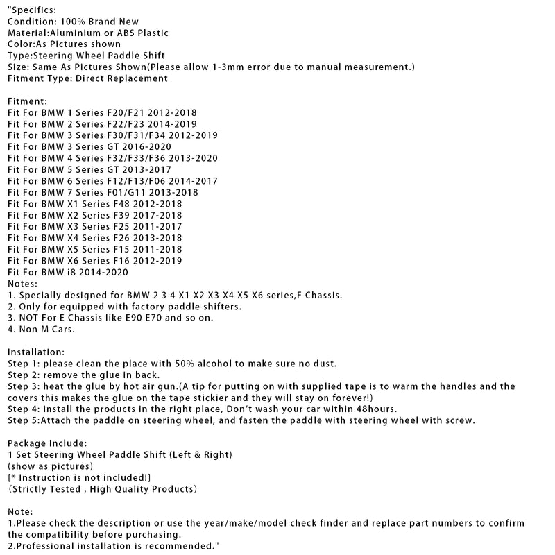 Steering Wheel Paddle Shifter Extensions For BMW F15 F25 F30