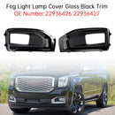 Fog Light Lamp Cover Gloss Black Trim Pair For GMC Yukon / Yukon XL 2015-2020