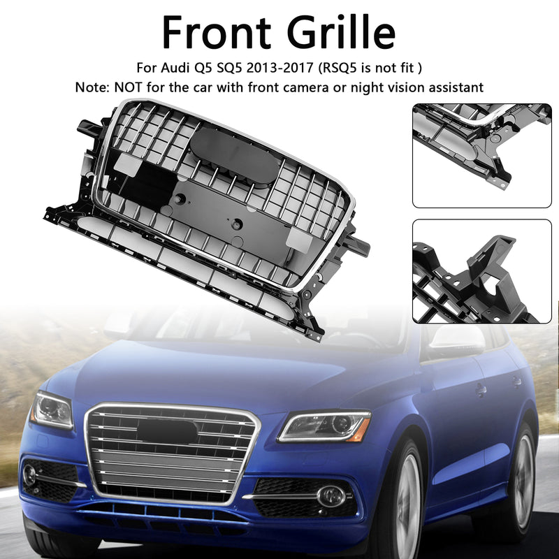 Chrome Front Mesh Sport Hex Grille Grill Fit Audi Q5 8R 2013-2017