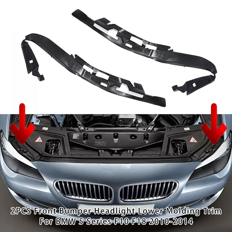 2PCS Front Bumper Headlight Lower Molding Trim For BMW 5 Series F10 F18 10-14