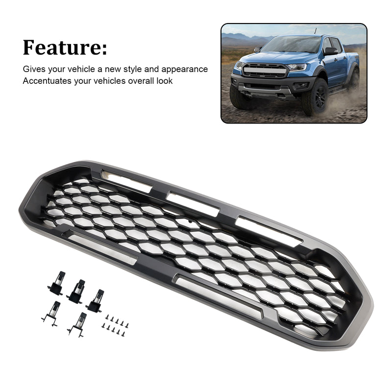 Front Bumper Grill Grille Fit Ford Ranger T8 2019-2023 Black