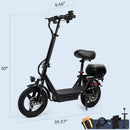 500W Adult Shock Absorption Electric Scooter with Seat 14" Commuter Electric Scooter With Carry Basket - Up to 30 Miles 20MPH