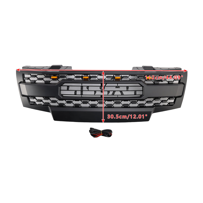 Black Front Bumper Grill Grille Fit Nissan Frontier 2009-2019 W/Led Lights