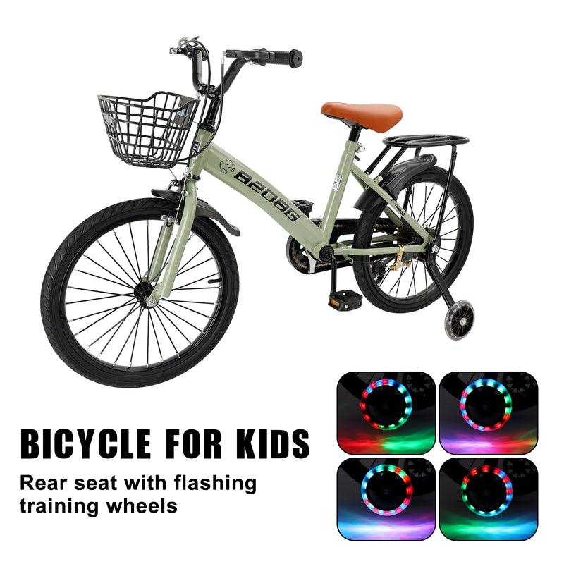 18 inches Kid's Bicycle BMX Child Bike for Ages 7-9 Years with auxiliary wheels