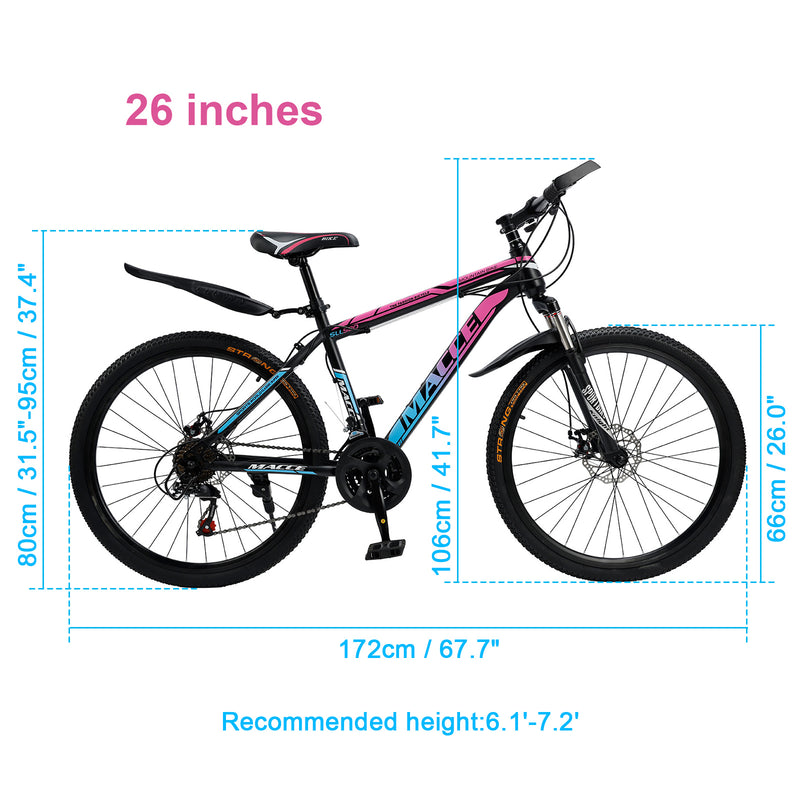 Spoke Wheel 24 Speed Mountain Bicycle Adult Bike MTB w/ fender