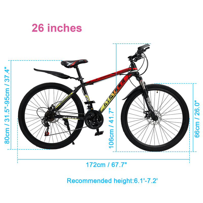 Spoke Wheel 24 Speed Mountain Bicycle Adult Bike MTB w/ fender