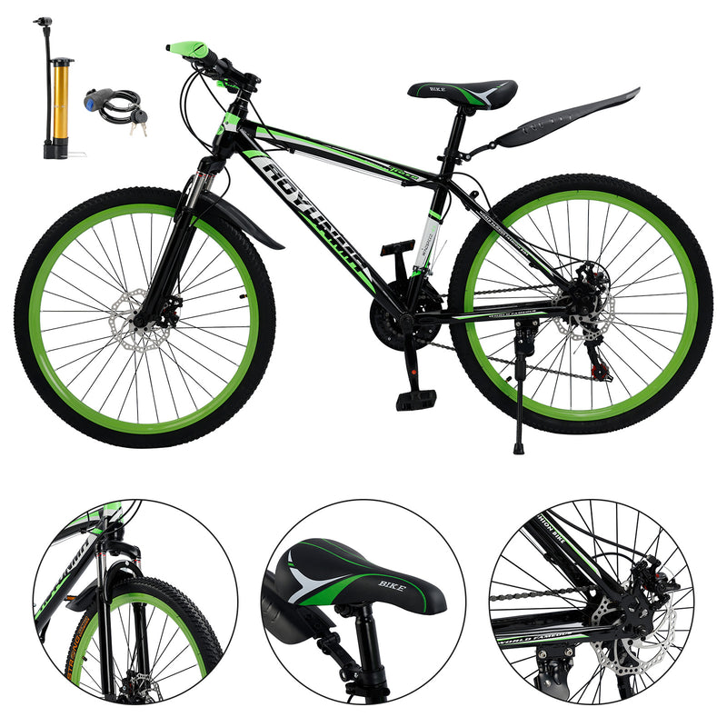 Unisex 26" Spoke Wheel 24 Speed Mountain Bike MTB with Disc Brake