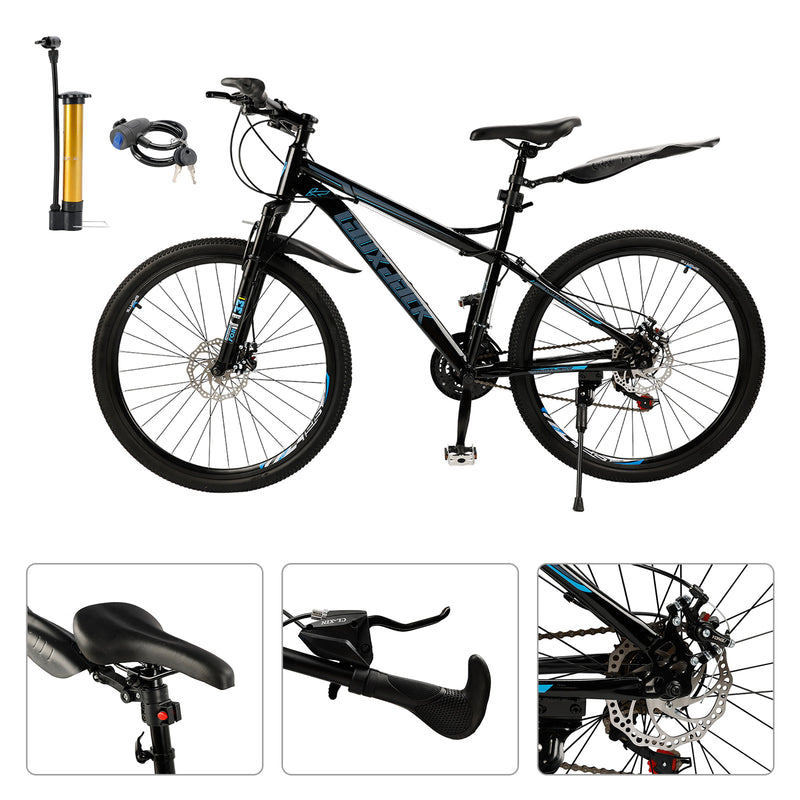 26" 21 speed Mountain Bike Double Disc Brake Thumb Shifter Unisex Teenagers MTB